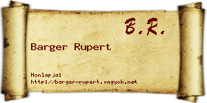 Barger Rupert névjegykártya